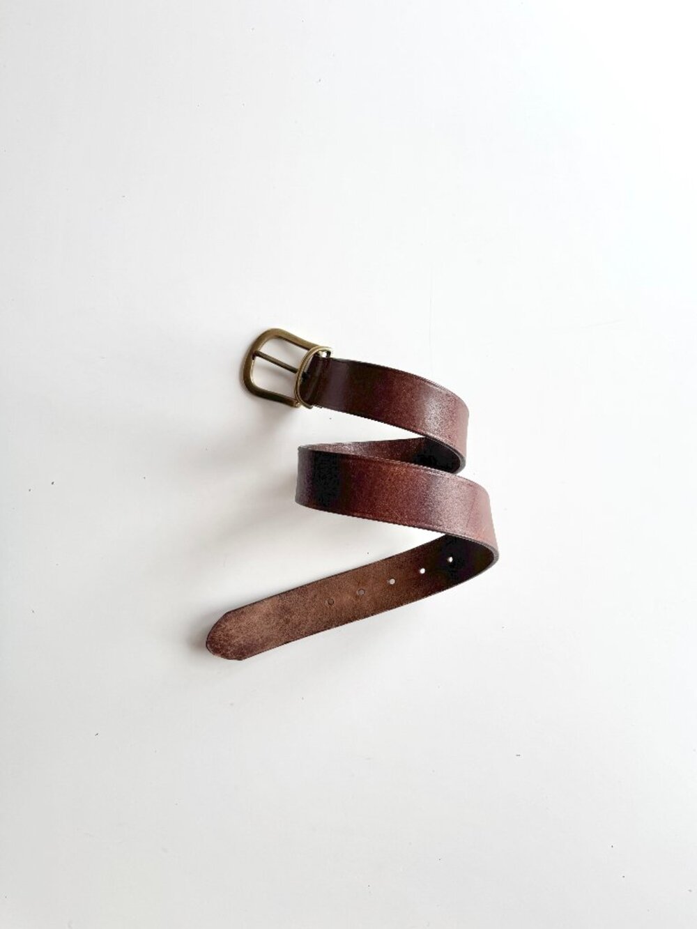 Made in USA GAP Dark Brown Leather Solid Brass Buckle Hip Belt, Size 28